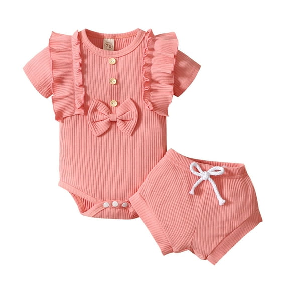 Mercatoo Toddler Clothes for Girls I𝐧fant Clothes Set Solid Color Clothes Set 𝐌onogrammed 𝐆ift Baby Girl