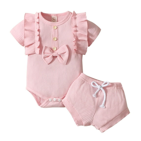 Mercatoo Toddler Clothes for Girls I𝐧fant Clothes Set Solid Color Clothes Set 𝐌onogrammed 𝐆ift Baby Girl