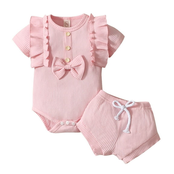 Mercatoo Toddler Clothes for Girls I𝐧fant Clothes Set Solid Color Clothes Set 𝐌onogrammed 𝐆ift Baby Girl