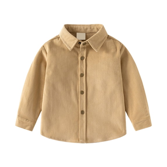 Mercatoo Toddler Corduroy Shirt Kids Boys Girls Soft Long Sleeve Button up Shacket Classic Collar Casual Tops Baby Trendy Cozy Jackets