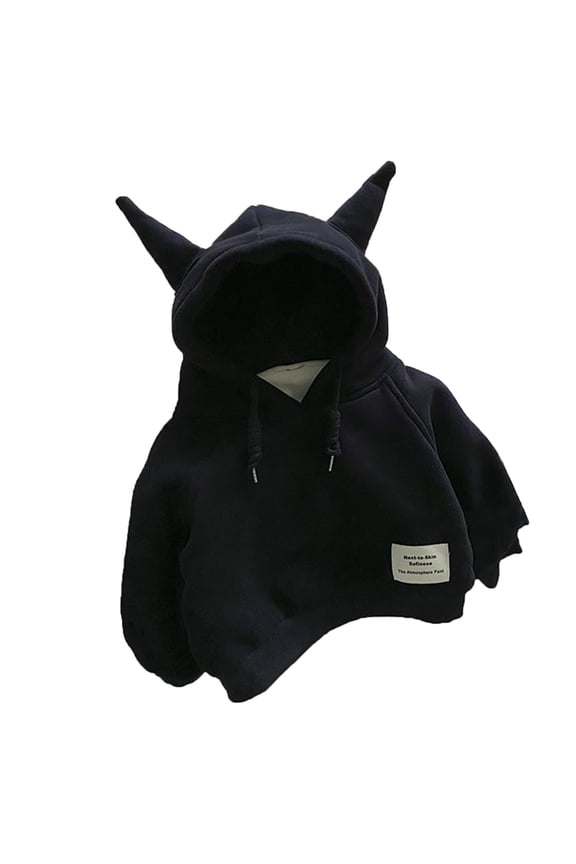 Toddler Girl Boy Gaming Jacket Kids Solid 3D Cartoon Cute Ears Hooded Fleece Lined Winter Warm Pullover Sweatshirt