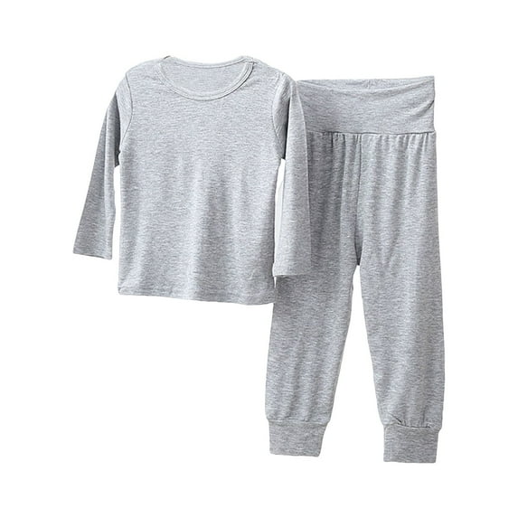 Mercatoo Toddler Girl Boy Long Sleeved Solid Color T Shirt Tops Trousers 2Pcs Home Clothes Loose Sports Outfit Fall Clothes Set