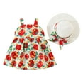 thumbnail image 1 of Mercatoo Toddler Girl Casual Dress Sleeveless Summer Floral Dresses + 𝐒traw Hat 2Pcs Set Baby Girls Beach Sundress, 1 of 9
