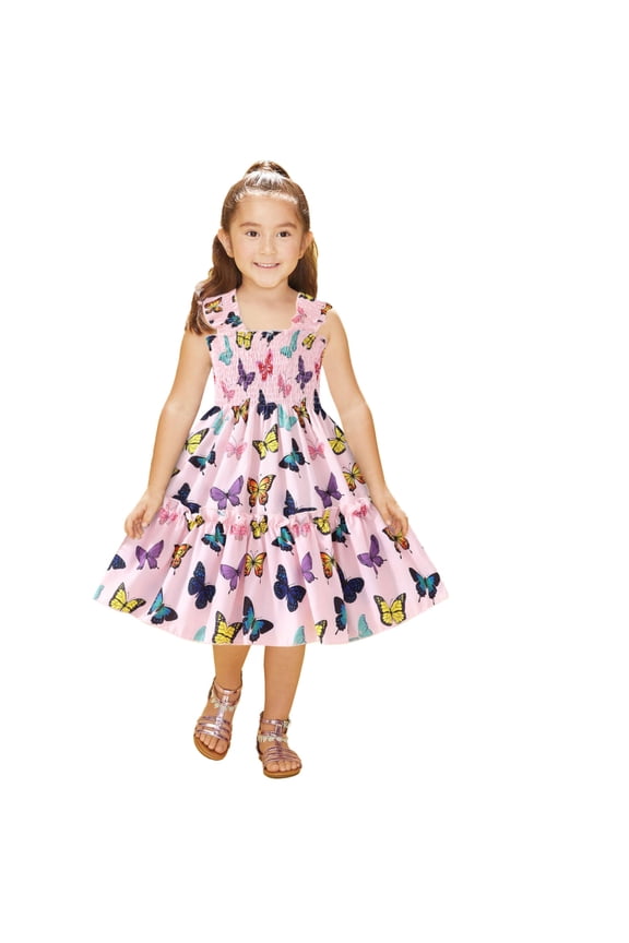 Toddler Girl Dress Kids Sleeveless Ruffle Tie Back Dresses for Girls Summer Casual Beach Sundress Cute Outfit