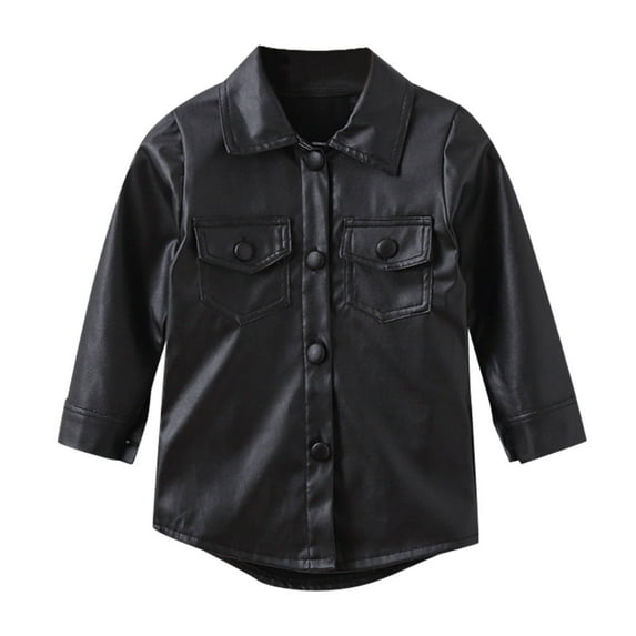 Mercatoo Toddler Girl Faux Leather Jackets Boy Long Jackets Outwear Lapel Collar Long Sleeve Biker Leather Jackets
