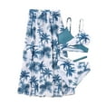 thumbnail image 1 of Mercatoo Toddler Girl's 3 𝐏iece Swimsuits Leaves Prints Bikini Set + Ruffle Long Cover Up Skirt Bathing Suits Girls Swimwear, 1 of 5