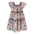 thumbnail image 1 of Mercatoo Toddler Girl's Summer Dresses Flowers Print Ruffle Trim Round Neck Puff Sleeve Flared A Line Dress Girls Casual Dress, 1 of 8