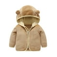 thumbnail image 1 of Mercatoo Toddler Girls Boys Fleece Hoodie Jacket Zip Up Thick Warm Teddy Coat Girls Winter Outwear for 1 to 6 Years, 1 of 2