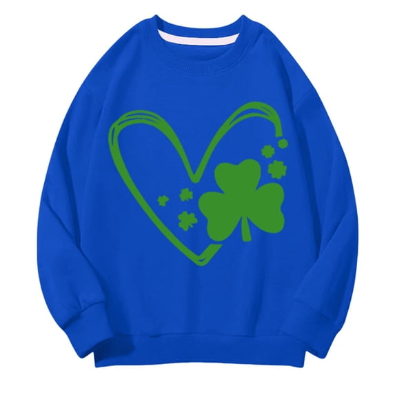 Mercatoo Toddler Girls Boys St. 𝐏atrick's Day Sweatshirt Cloverss Pullover Shirts Kids Crewneck Long Sleeve Sweater Tops Clothes