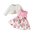 thumbnail image 1 of Mercatoo Toddler Girls Cardigan and Knit Dress Sets 2pc Cropped Cardigan+sleeve Flower Ribbed Dresses Fall Outfits for Baby, 1 of 3