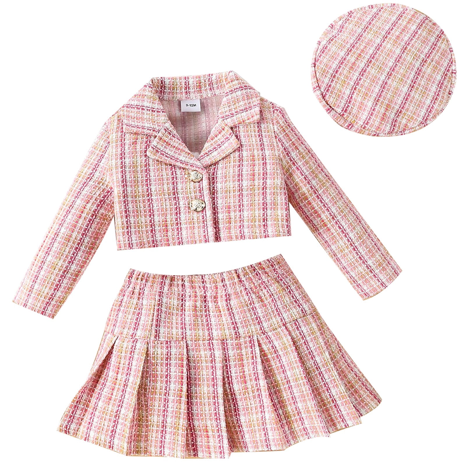 Mercatoo Toddler Girls Fall Winter Fashion Outfit Long Sleeve Jacket Thickened Skirt + Hat Baby Girl Christmas Clothes