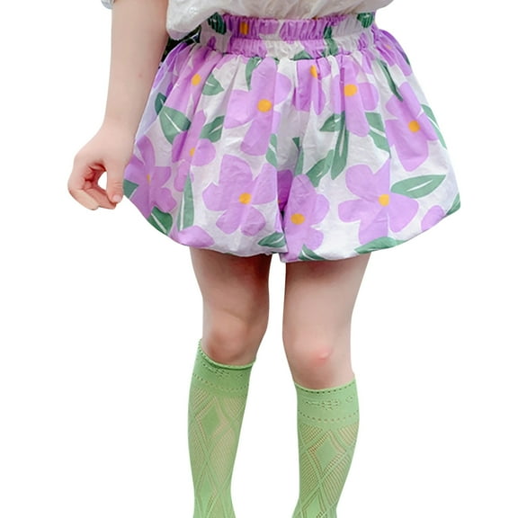 Mercatoo Toddler Girls' Flower Bud Shorts Summer High-Waisted Thin Baby Pumpkin Shorts Kids Casual Loose 𝐁loomers