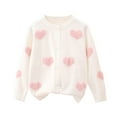 thumbnail image 1 of Mercatoo Toddler Girls Heart Graphic Knit Sweater Cardigan Kids Crewneck Cotton Long Sleeve Button Down Love Coat Outerwear, 1 of 8