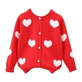 thumbnail image 1 of Mercatoo Toddler Girls Heart Graphic Knit Sweater Cardigan Kids Crewneck Cotton Long Sleeve Button Down Love Coat Outerwear, 1 of 9