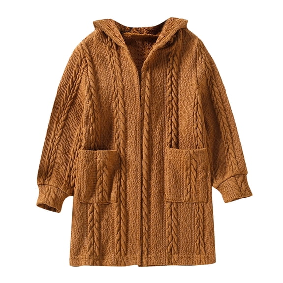 Mercatoo Toddler Girls Hooded Knitted Cardigan Sweater Knit Crochet Cardigan Tops Coat Outwear for Teen Girls Jacket