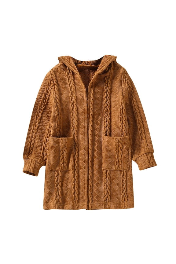 Toddler Girls Hooded Knitted Cardigan Sweater Knit Crochet Cardigan Tops Coat Outwear for Teen Girls Jacket
