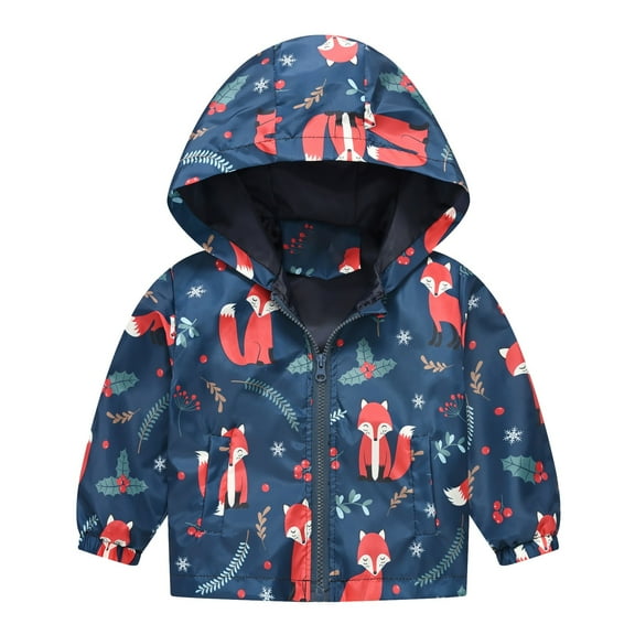 Mercatoo Toddler Girls Lightweight Jacket Print Zip Windbreaker Coats Hooded Trendy Casual Fall Winter Outerwear