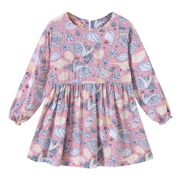 Mercatoo Toddler Girls Long Sleeve Dress Floral Smocked Midi Dress Formal P𝐚rty Princess Spring Dresses for Girls Easter Outfit