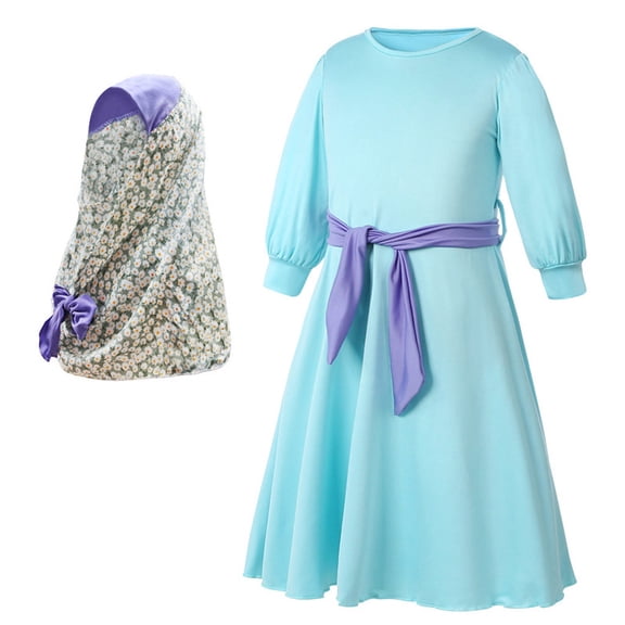 Mercatoo Toddler Girls Muslim Abaya Prayer Dress with Hijab Set 2 Piece Baby Soft 𝗹slamic Maxi Dress 𝗙loral Kaftan 𝗗ubai Eid Outfits