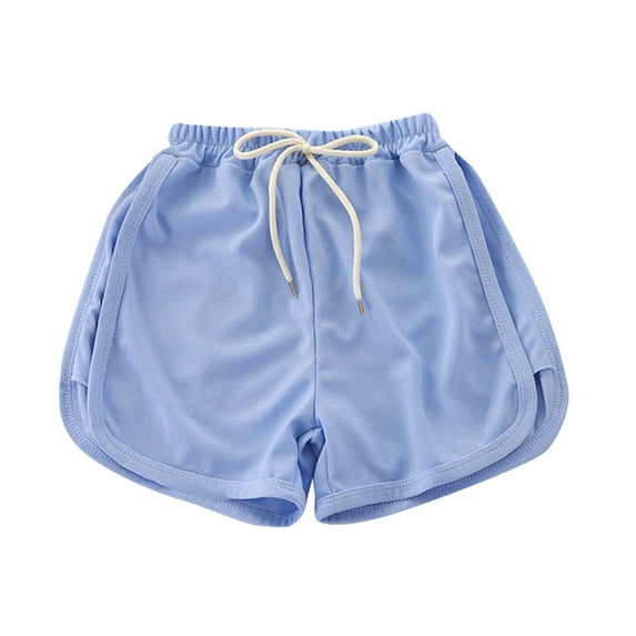 Mercatoo Toddler Girls Quick-Drying Shorts Solid Color Drawstring Lace-Up Mid-Waist Shorts Girls Beach Sports Casual Clothes