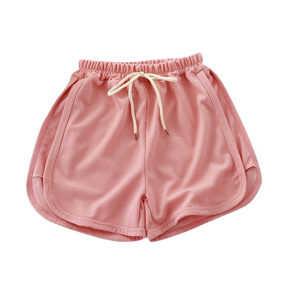 Mercatoo Toddler Girls Quick-Drying Shorts Solid Color Drawstring Lace-Up Mid-Waist Shorts Girls Beach Sports Casual Clothes