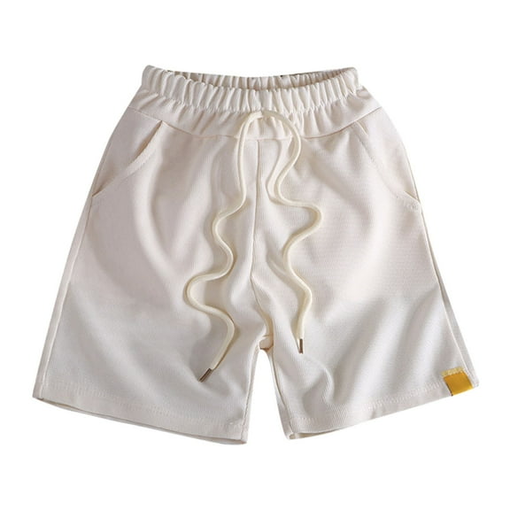 Mercatoo Toddler Girls Quick-Drying Shorts Solid Color Drawstring Lace-Up Ribbed Shorts with Pocket Kids Beach Sports Pants