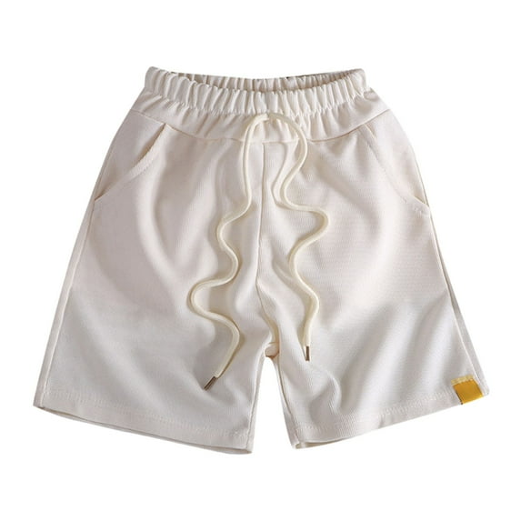 Mercatoo Toddler Girls Quick-Drying Shorts Solid Color Drawstring Lace-Up Ribbed Shorts with Pocket Kids Beach Sports Pants