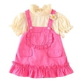 thumbnail image 1 of Mercatoo Toddler Girls Summer Casual Puff Sleeved Strappy Ruffle Dress （with Pocket）Birthday Prom Party Princess Dress, 1 of 4