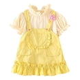 thumbnail image 1 of Mercatoo Toddler Girls Summer Casual Puff Sleeved Strappy Ruffle Dress （with Pocket）Birthday Prom Party Princess Dress, 1 of 4
