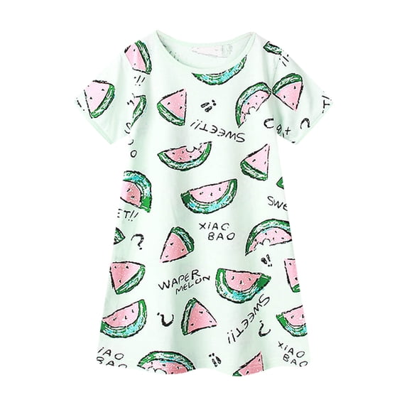 Mercatoo Toddler Girls Summer Clothes Dress Loose Short Sleeve Shirt Skirt Outfit Girls Cute Star Print Dress 1 to 6 Years