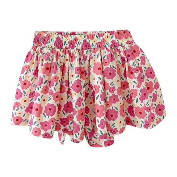 Mercatoo Toddler Girls Summer Shorts Cute Flower Prints Fashion Skirt Shorts Baby Girls Beach Casual Clothes 1 to 5 Years