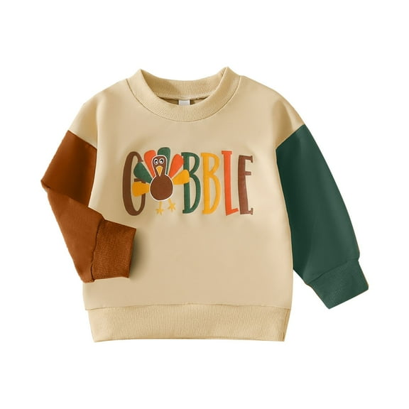 Mercatoo Toddler Girls Thanksgiving Sweatshirt Letters Turkey Prints Long Sleeve Cute Pullover Tops Boys Fall Winter Outfit