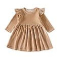 thumbnail image 1 of Mercatoo Toddler Girls Velvet Maxi Dress Knee Length Long Sleeve Solid Ruffle Dress for Christmas Par𝘁y Wedding Holiday, 1 of 3