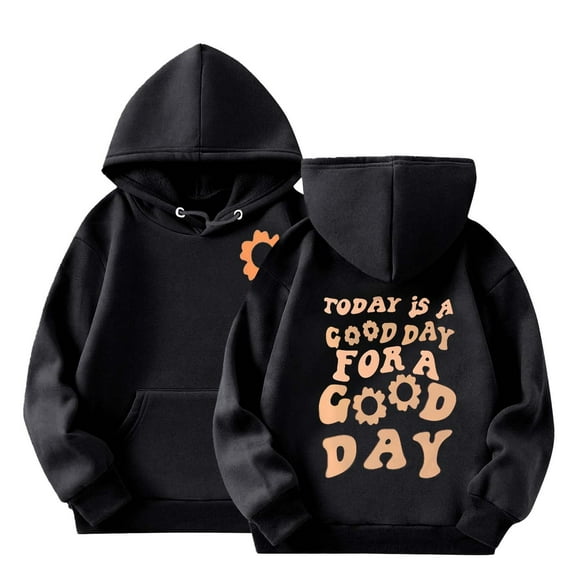 Mercatoo Toddler Girls Winter Hooded Sweatshirt Long Sleeve Letter Print with Drawstring Tops Kids Boys Hoodie Sweatshirt