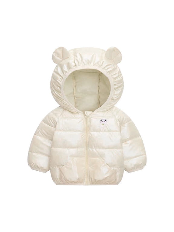 Toddler Girls Winter Windproof Panda Prints Bear Ears Hooded Coat Jacket Baby Boys Warm Down Jacket Clothes