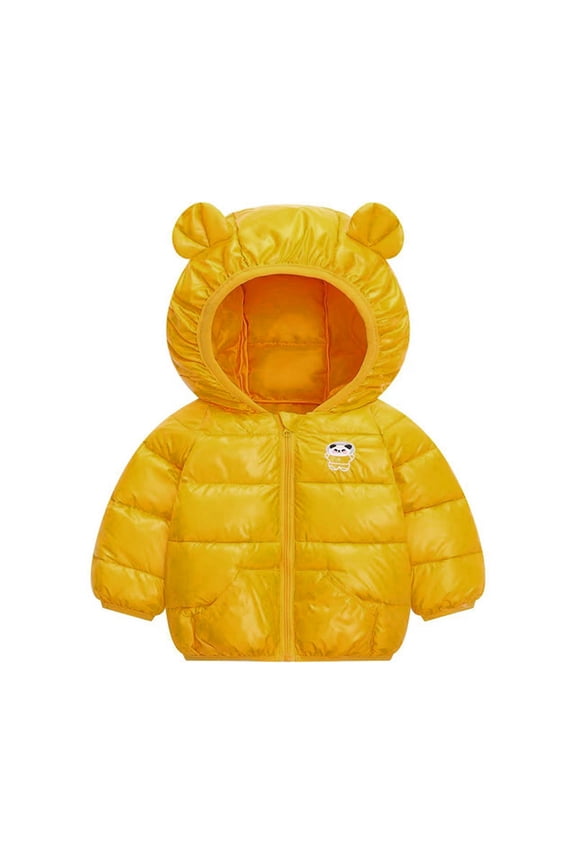 Toddler Girls Winter Windproof Panda Prints Bear Ears Hooded Coat Jacket Baby Boys Warm Down Jacket Clothes