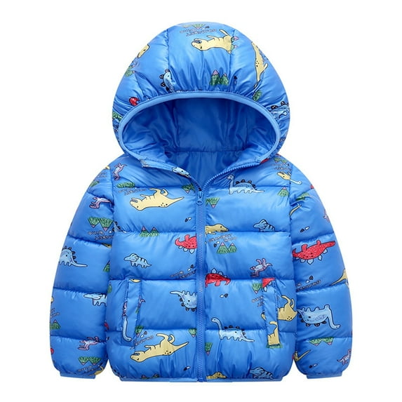 Mercatoo Toddler Kids Baby Boys Girls Winter Warm Jacket Outerwear Dinosaur 𝐂artoon Coats Hooded Padded Outwear Winter Boys Coat