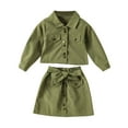 thumbnail image 1 of Mercatoo Toddler Kids Baby Girls Long Sleeve Jacket Coat T Shirt Tops Bow Button Skirts 2PCS Outfits Baby Girl Birthday Dress, 1 of 9