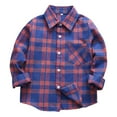 thumbnail image 1 of Mercatoo Toddler Kids Boy Plaid Flannel Shirts Multicolour Long Sleeve Button Up Shirt Casual Collared Blouse with Pocket, 1 of 3
