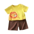 thumbnail image 1 of Mercatoo Toddler Kids Boy Summer Outfits Cute Print Short Sleeves T-Shirts Elastic Waist Shorts 2 Piece Cute I𝐧fant Clothes Set, 1 of 4
