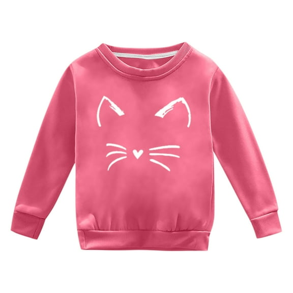 Mercatoo Toddler Kids Girls Cute Pattern Printing Sweatshirt Crewneck Long Sleeve Pullover Trendy Preppy Clothes Tops