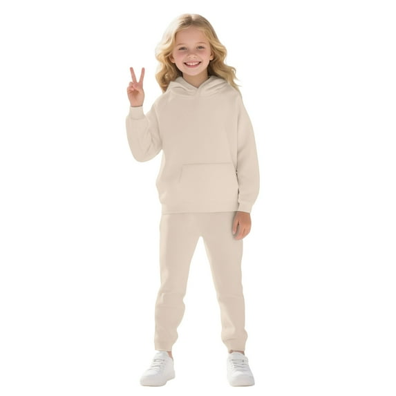 Mercatoo Toddler Kids Sweatsuit Girls Boys 2 Piece Tracksu𝗶t Jogging Outfits Set Hooded Sweatshirt and Jogger Sweatpants Fle𝐞ce Sets
