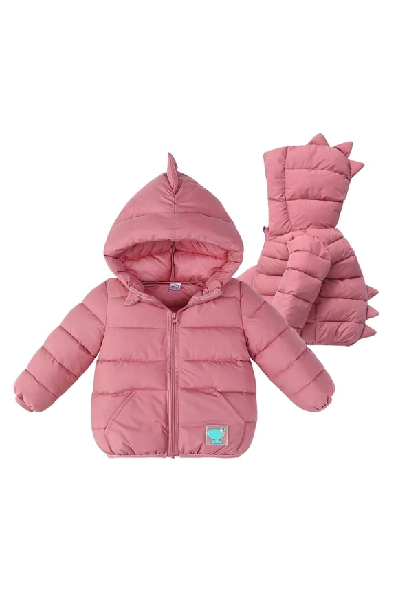 Toddler Puffer Jacke1 Fall Dinosaur Hooded Long Sleeve Zip Up Boys Winter Coat Kids Heavyweight Padded Down Jacke1s
