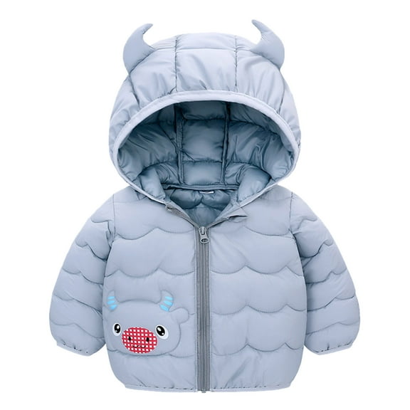 Mercatoo Toddler Puffer Jacket Boys Girls Winter Coat 𝐂artoon 3D Cow Hooded Jacket Thicken Windproof Warm Outwear Snowsuit