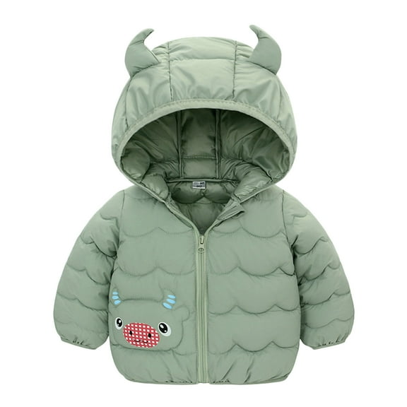 Mercatoo Toddler Puffer Jacket Boys Girls Winter Coat 𝐂artoon 3D Cow Hooded Jacket Thicken Windproof Warm Outwear Snowsuit