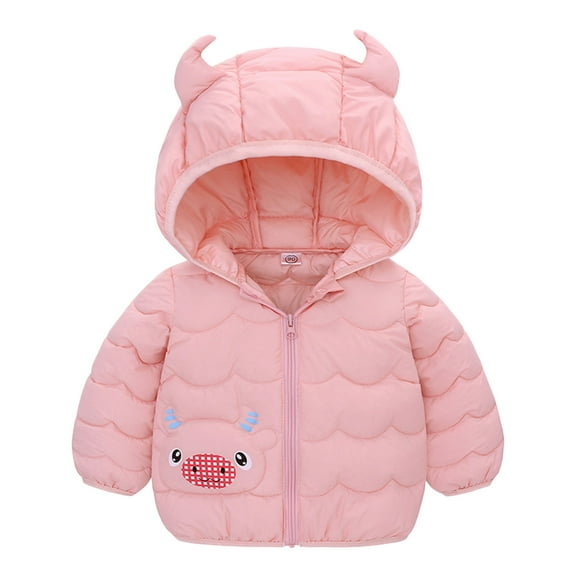Mercatoo Toddler Puffer Jacket Boys Girls Winter Coat 𝐂artoon 3D Cow Hooded Jacket Thicken Windproof Warm Outwear Snowsuit