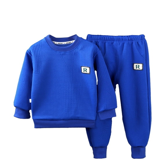 Mercatoo Toddler Ribbed Tops Pants Outfits 2pc Fall Pullover Sweater Joggers Sweatpants Sets Baby Boys Warm Fle𝐞ce Clothes