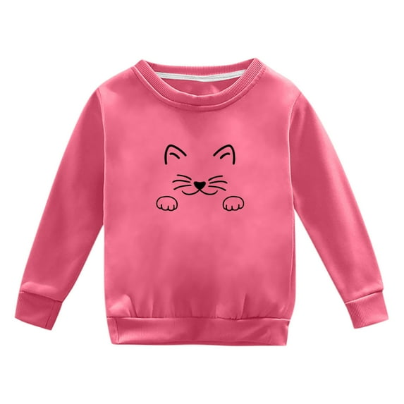 Mercatoo Toddler Unisex Christmas Basic Tee Cute Cat Pattern Print Long Sleeve Pullover Top Casual Sport Athletic Clothes