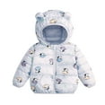 thumbnail image 1 of Mercatoo Toddler Winter Coats for Baby Girls Boys Kids Light Puffer Jacket With Bear Hood Windproof Cartoo𝐧 Prints Jacket, 1 of 4