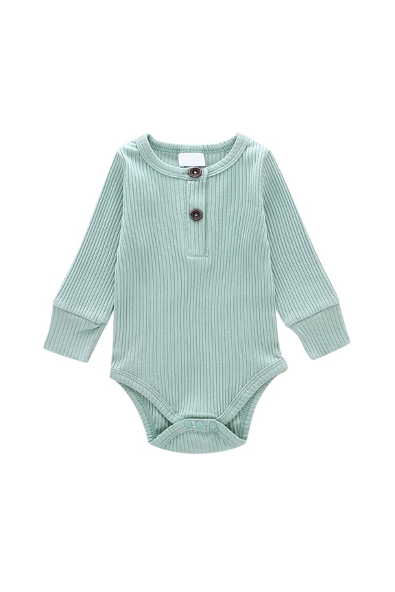 Unisex Baby Boy Girl Romper Basic Plain Long Sleeve Bodysuit Ribbed Knit Rompers Infant Fall Winter Clothes